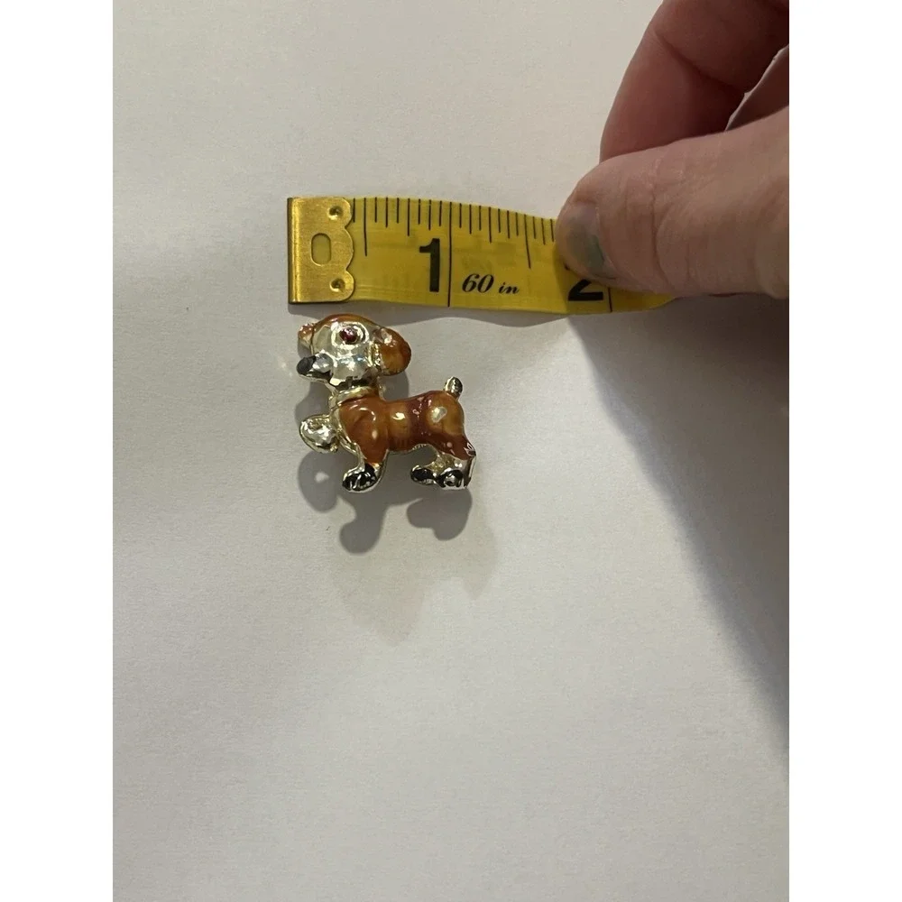 Vintage Mid Century Dog Puppy Brooch Pin Gold‎ Tone